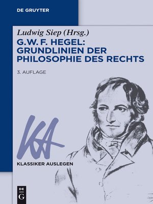 cover image of G. W. F. Hegel – Grundlinien der Philosophie des Rechts